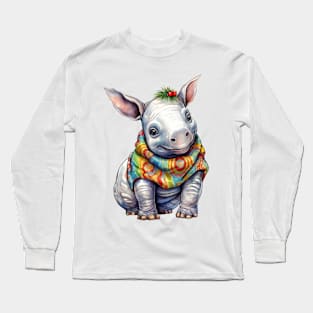 Christmas Rhino Long Sleeve T-Shirt